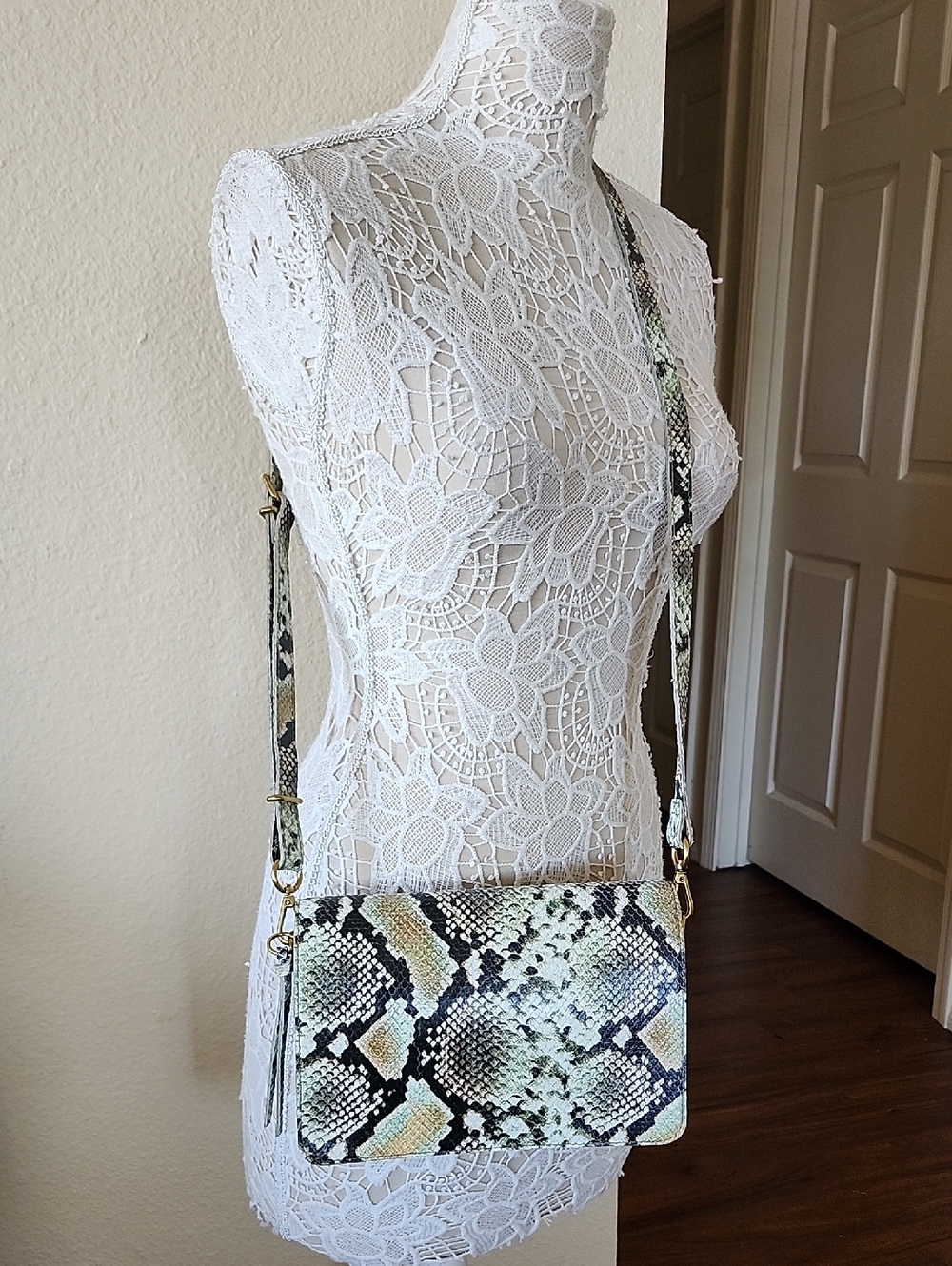 Madewell Python Embossed Leather Convertible Crossbody Bag Boho Grunge